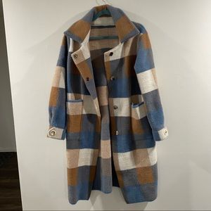 HOMEMADE🪡 Blue and Tan Plaid Coat